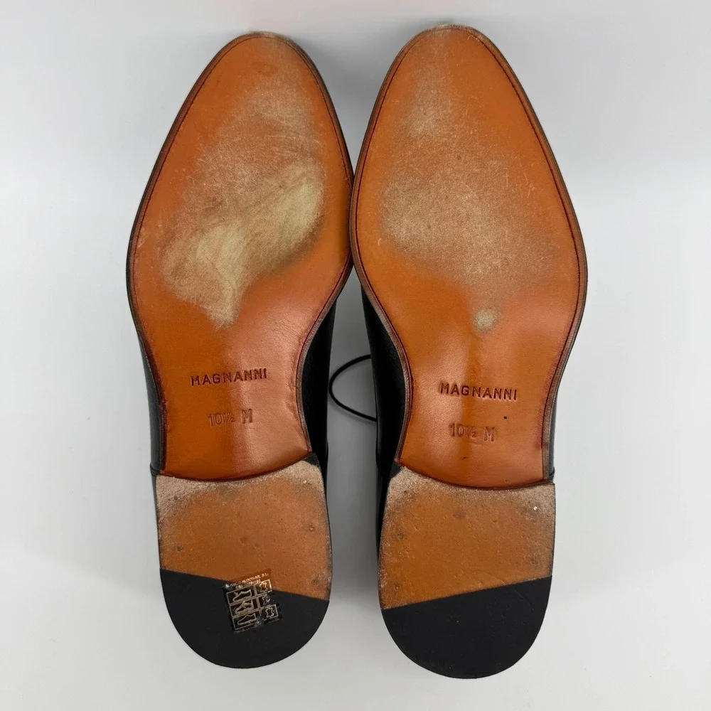 Magnanni Daniel Cap Toe Derby Black Leather Dress Shoes 13316 Mens 10.5 M Spain